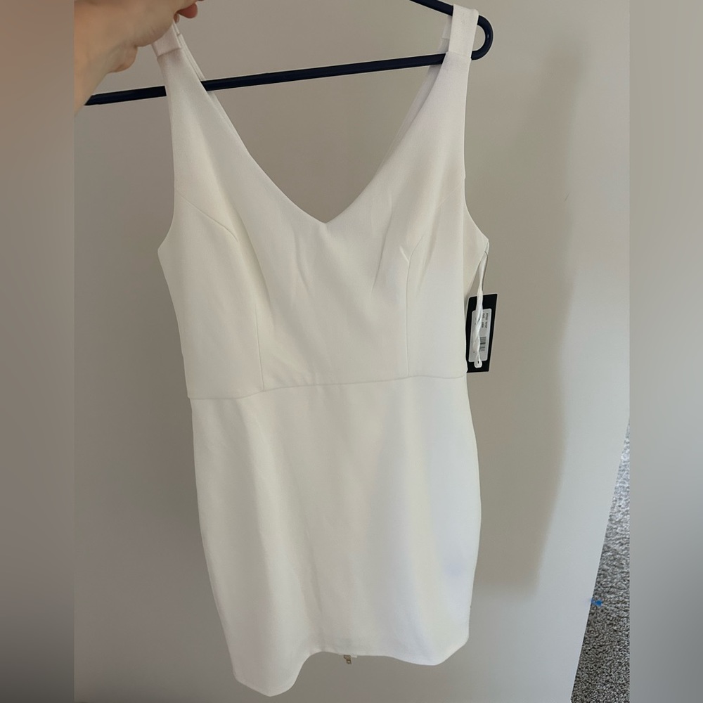 BEBE White dress with gold zipper down back, size 8